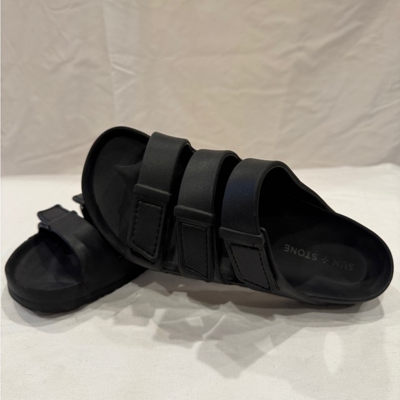 Sun + Stone Black Kids Sandals - Picture 2 of 4